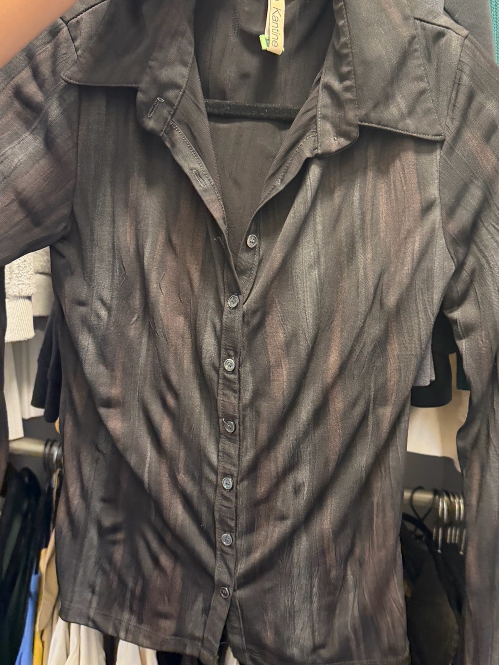 Black Textured Stripe Button-Down Shirt